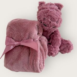 Jellycat Fuddlewuddle Pink Hippo Soother Plush Blanket Lovey Baby Girl Toy